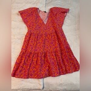 Universal Thread Vibrant Pink and Orange Floral Blouse